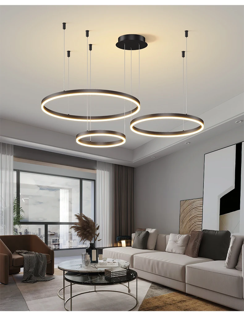 Modern LED Living Room Chandelier White/Gold Ring Ceiling Light For Dining Room Bedroom Kitchen Lustre Home Indoor Lighting