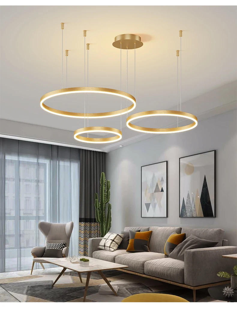Modern LED Living Room Chandelier White/Gold Ring Ceiling Light For Dining Room Bedroom Kitchen Lustre Home Indoor Lighting