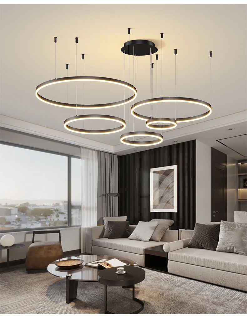 Modern LED Living Room Chandelier White/Gold Ring Ceiling Light For Dining Room Bedroom Kitchen Lustre Home Indoor Lighting