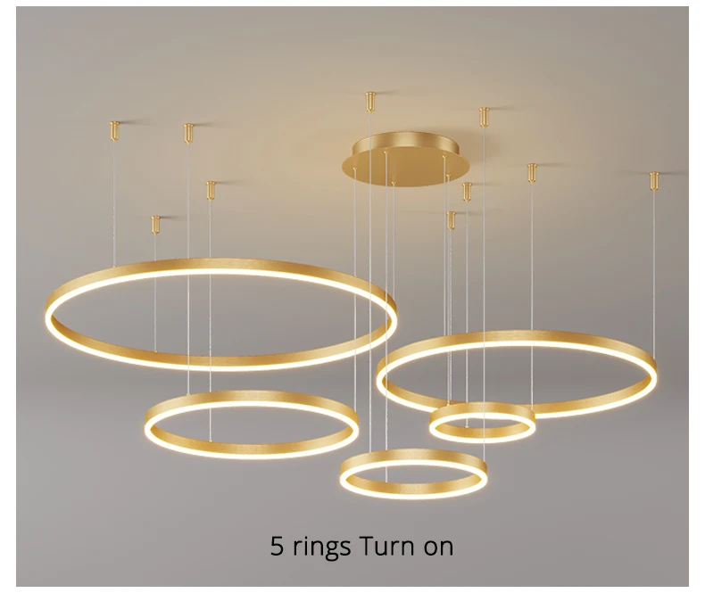 Modern LED Living Room Chandelier White/Gold Ring Ceiling Light For Dining Room Bedroom Kitchen Lustre Home Indoor Lighting