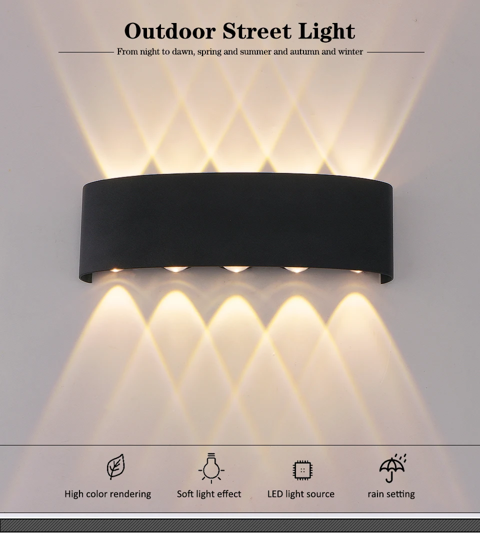 LED Wall Lamp 4/6/8/10 Outdoor Wall Lamps Up And Down Towards Lighting For Indoor Room Decoration Garden Lighting Street Lights