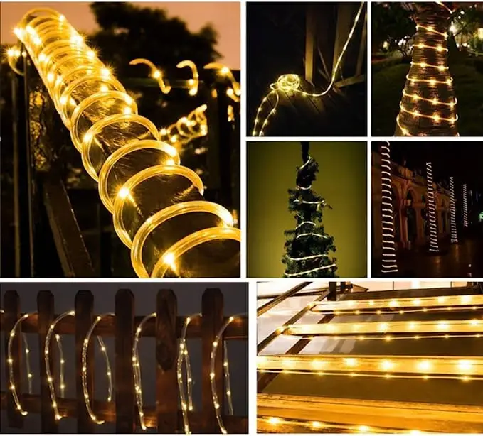 Outdoor Solar Tube Rope Led Light Garden Christmas Decoration Fairy String Light 32m/22M/12M/7M Outdoor Wedding Party Led Lamp