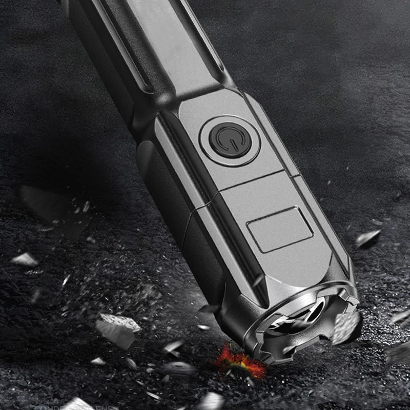 Powerful LED Flashlight USB Rechargeable Torch Portable Zoomable Camping Light 3 Lighting Modes For Outdoor Hiking Emergency