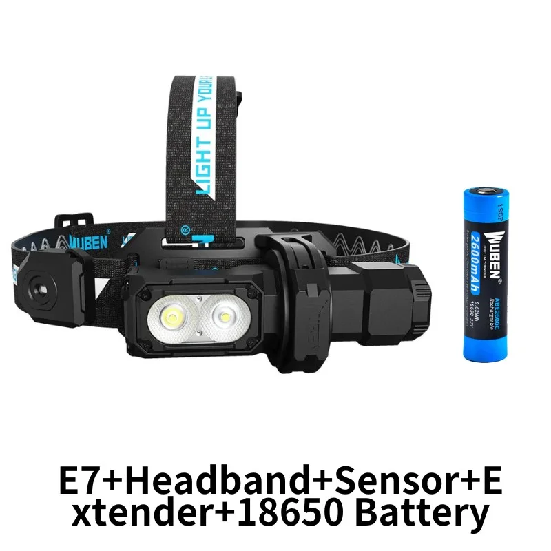 WUBEN E7 Best Rechargeable Headlamp 1800 lumens Include One 26650 Battery