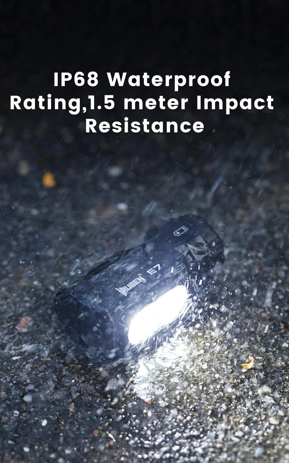 WUBEN E7 Best Rechargeable Headlamp 1800 lumens Include One 26650 Battery