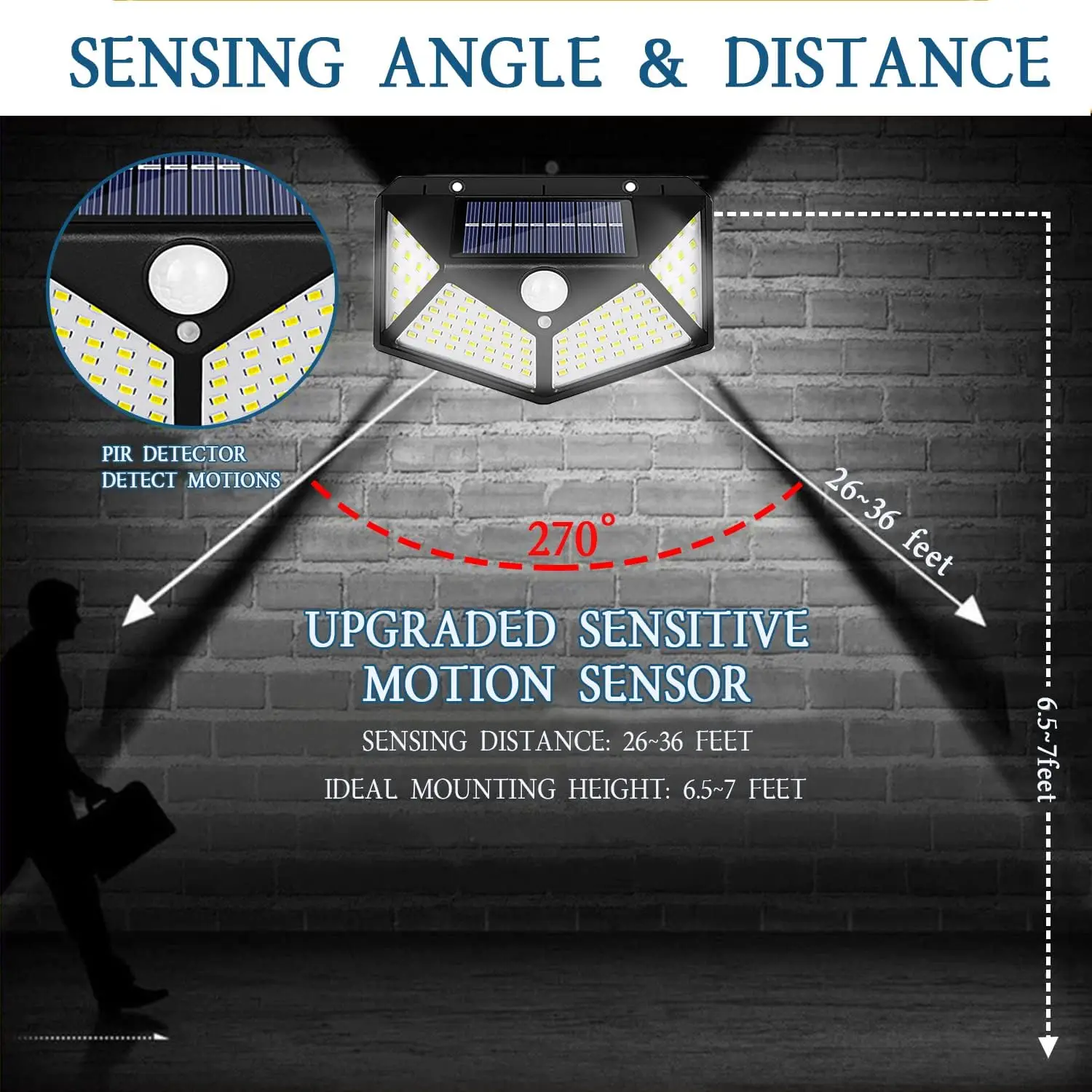 12Pack Outdoor Solar Lights 3 Modes Motion Sensor Lights Waterproof Wall Lights for Backyard Garden Patio Yard Garage Deck Porch