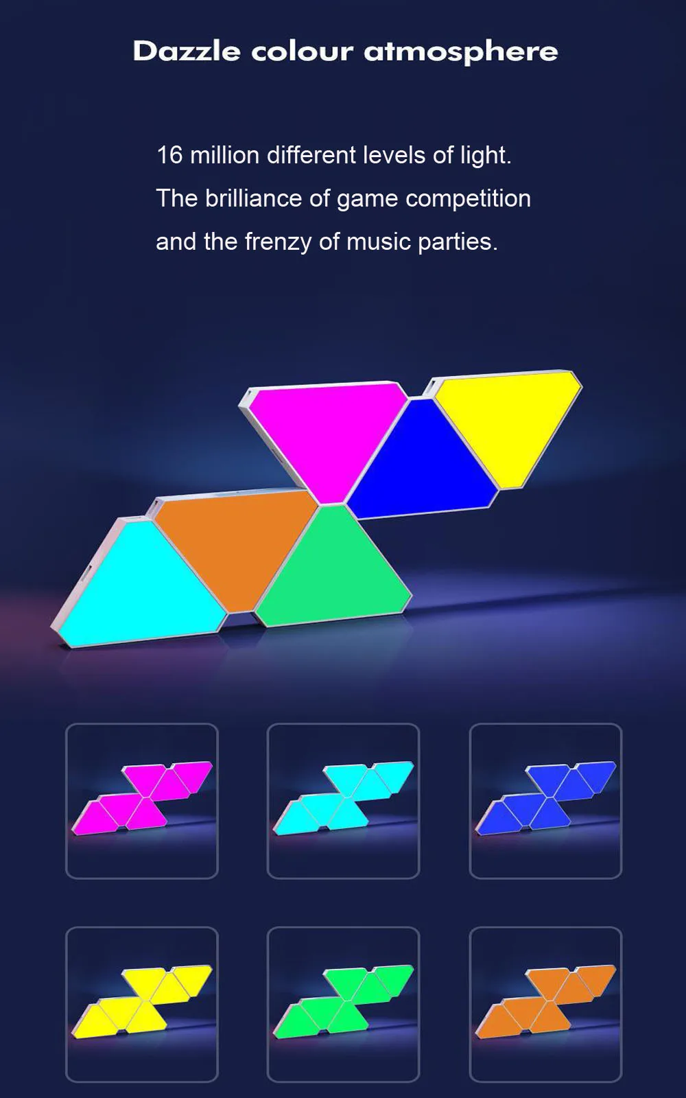 Super Thin LED Triangle Lamps Indoor RGB Quantum Wall Light WIFI Bluetooth APP Control Night Light For Game Bedroom Decoration
