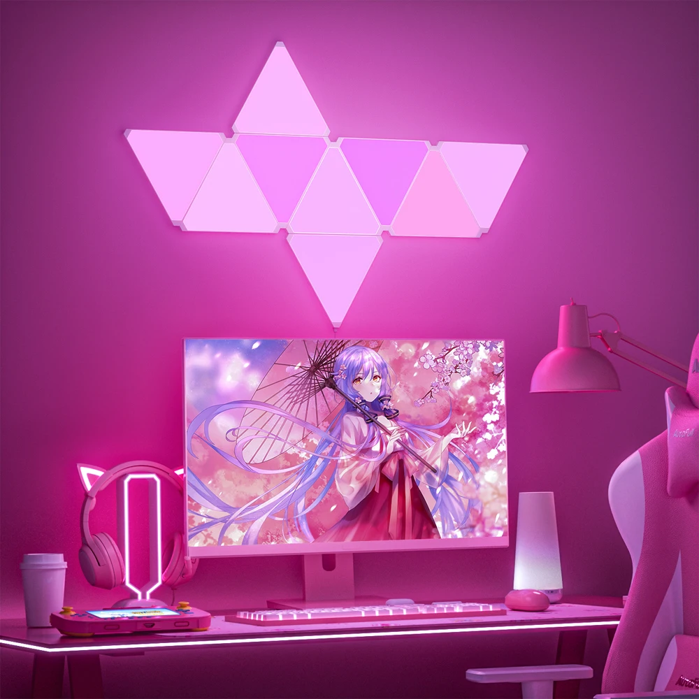 Super Thin LED Triangle Lamps Indoor RGB Quantum Wall Light WIFI Bluetooth APP Control Night Light For Game Bedroom Decoration