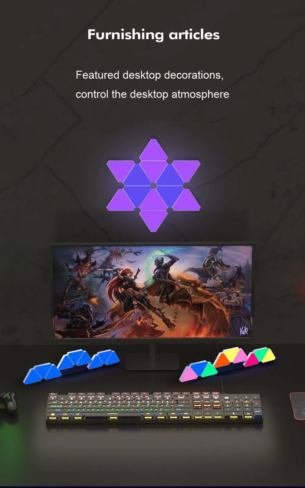 Super Thin LED Triangle Lamps Indoor RGB Quantum Wall Light WIFI Bluetooth APP Control Night Light For Game Bedroom Decoration