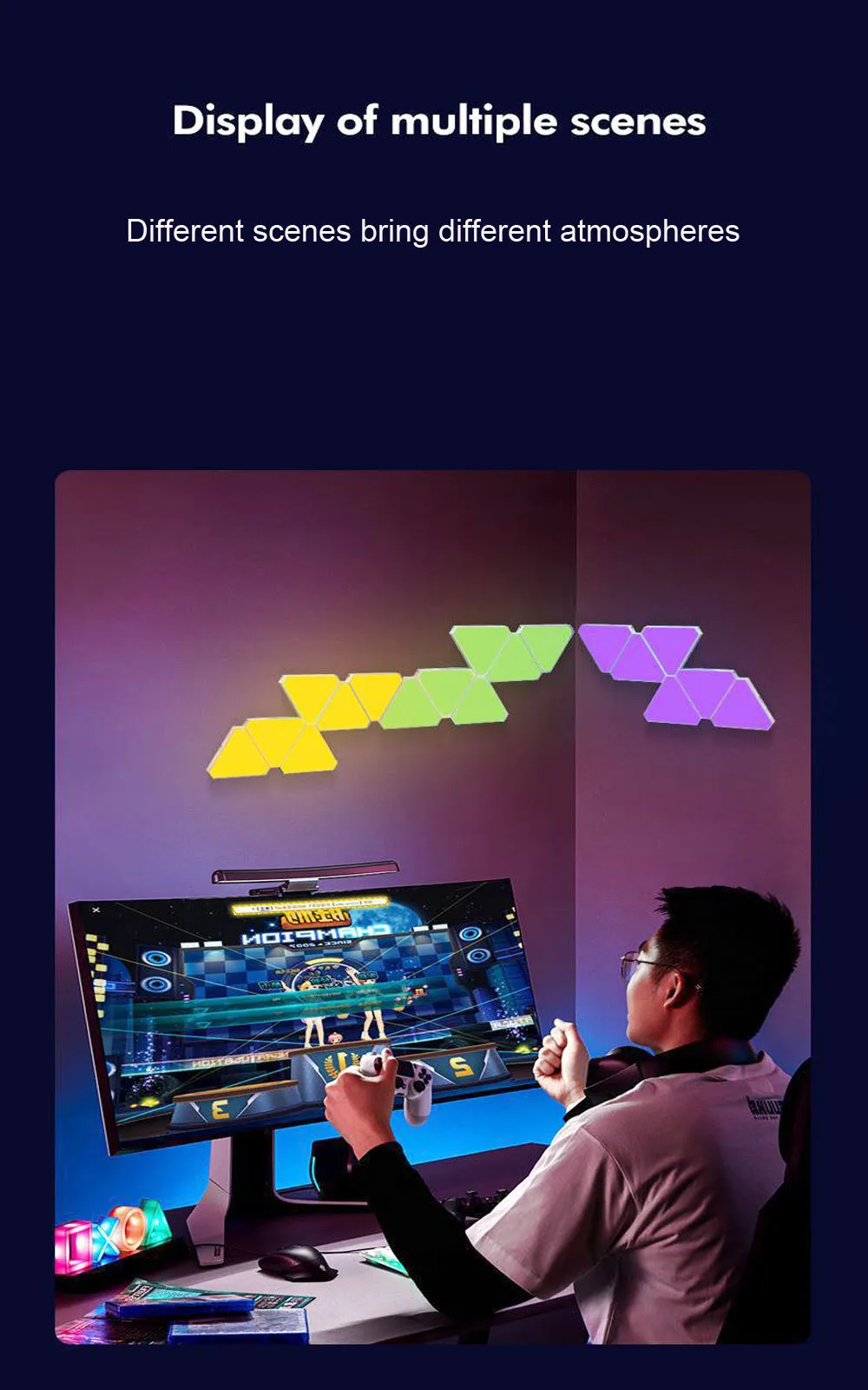 Super Thin LED Triangle Lamps Indoor RGB Quantum Wall Light WIFI Bluetooth APP Control Night Light For Game Bedroom Decoration