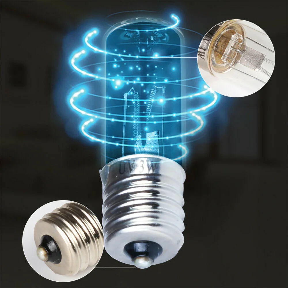 E17 10V Quartz Tube UVC Disinfection Lamp Ozone 254nm Ultraviolet Lamp Light Bulb Germicidal UV Lamp Kill Mites for Home Kitchen