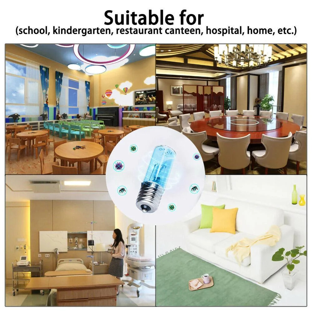 E17 10V Quartz Tube UVC Disinfection Lamp Ozone 254nm Ultraviolet Lamp Light Bulb Germicidal UV Lamp Kill Mites for Home Kitchen