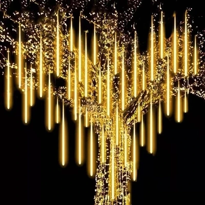 Outdoor  Meteor Shower Christmas Lights 10 Tubes 192 Led Hanging String Lights for Garden Tree Holiday Party Decoation Lamp
