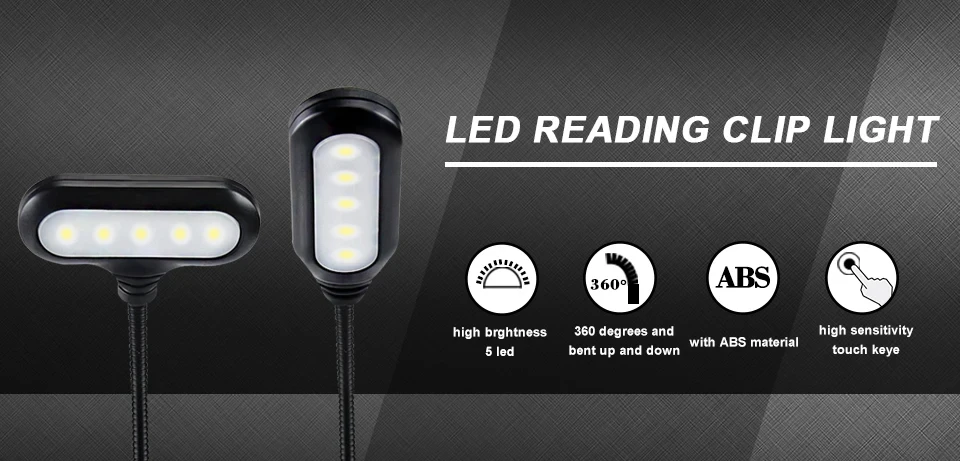 Adjustable LED Clip-On Book Lamp Table Battery Powered Flexible Study Learning Desk Lamp Portable Bedroom Reading Night Light