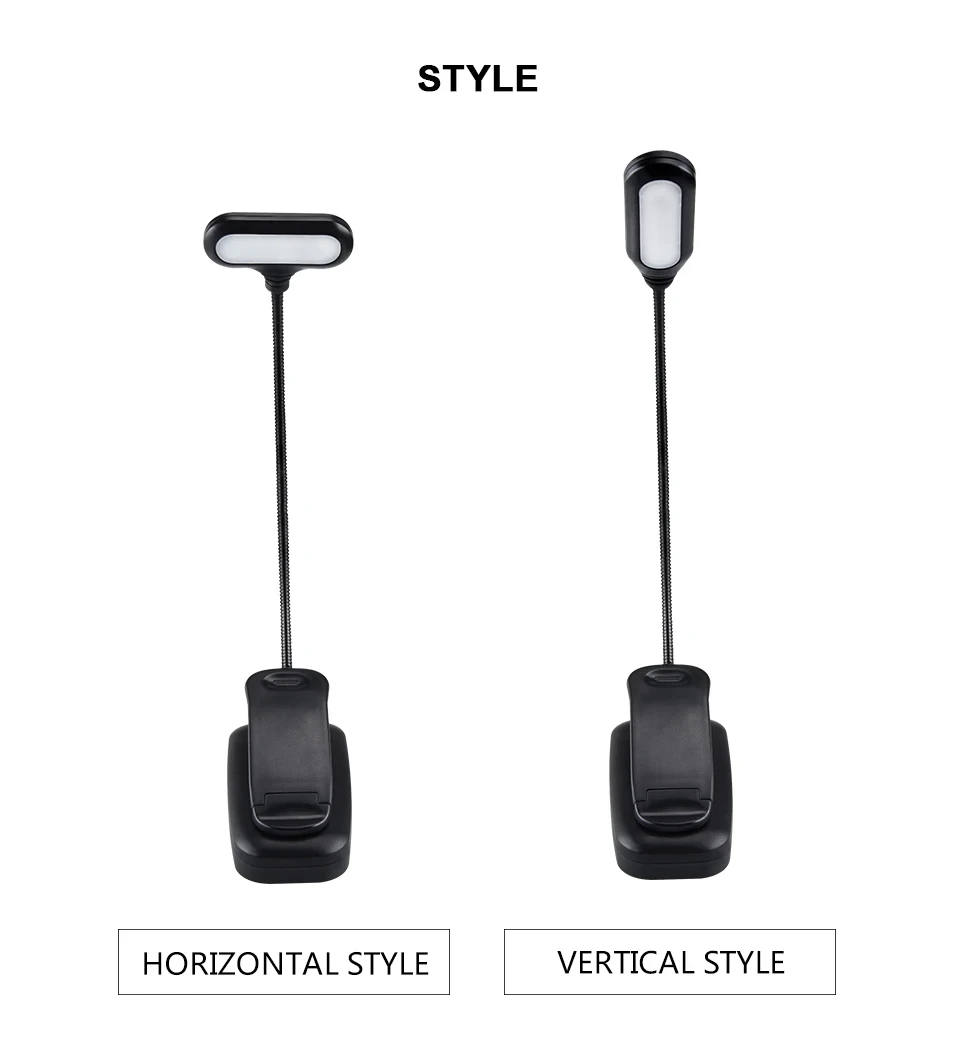 Adjustable LED Clip-On Book Lamp Table Battery Powered Flexible Study Learning Desk Lamp Portable Bedroom Reading Night Light