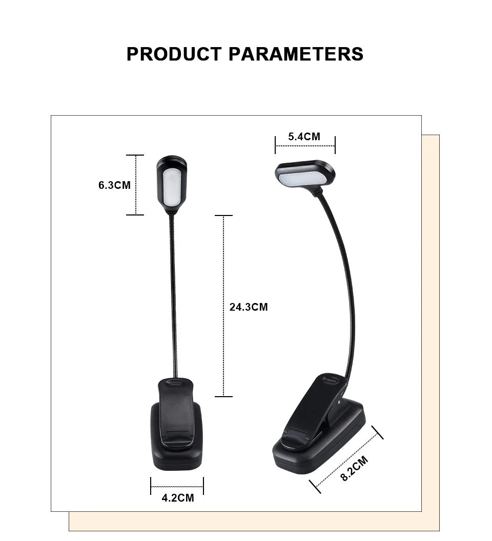 Adjustable LED Clip-On Book Lamp Table Battery Powered Flexible Study Learning Desk Lamp Portable Bedroom Reading Night Light