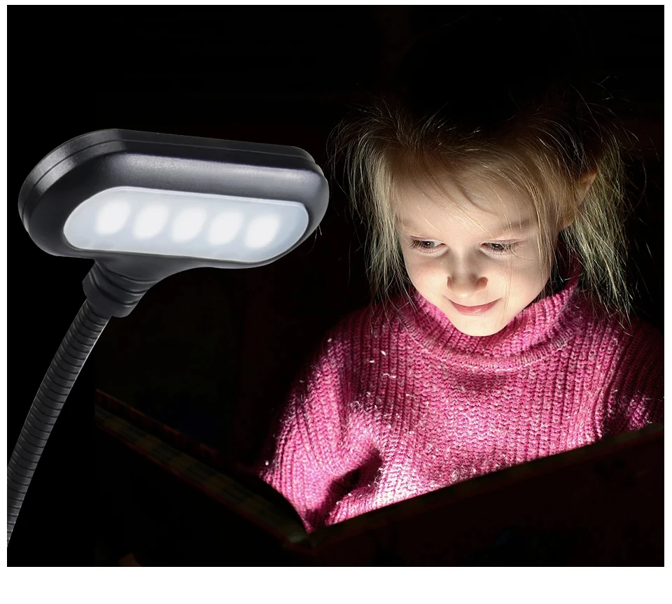 Adjustable LED Clip-On Book Lamp Table Battery Powered Flexible Study Learning Desk Lamp Portable Bedroom Reading Night Light