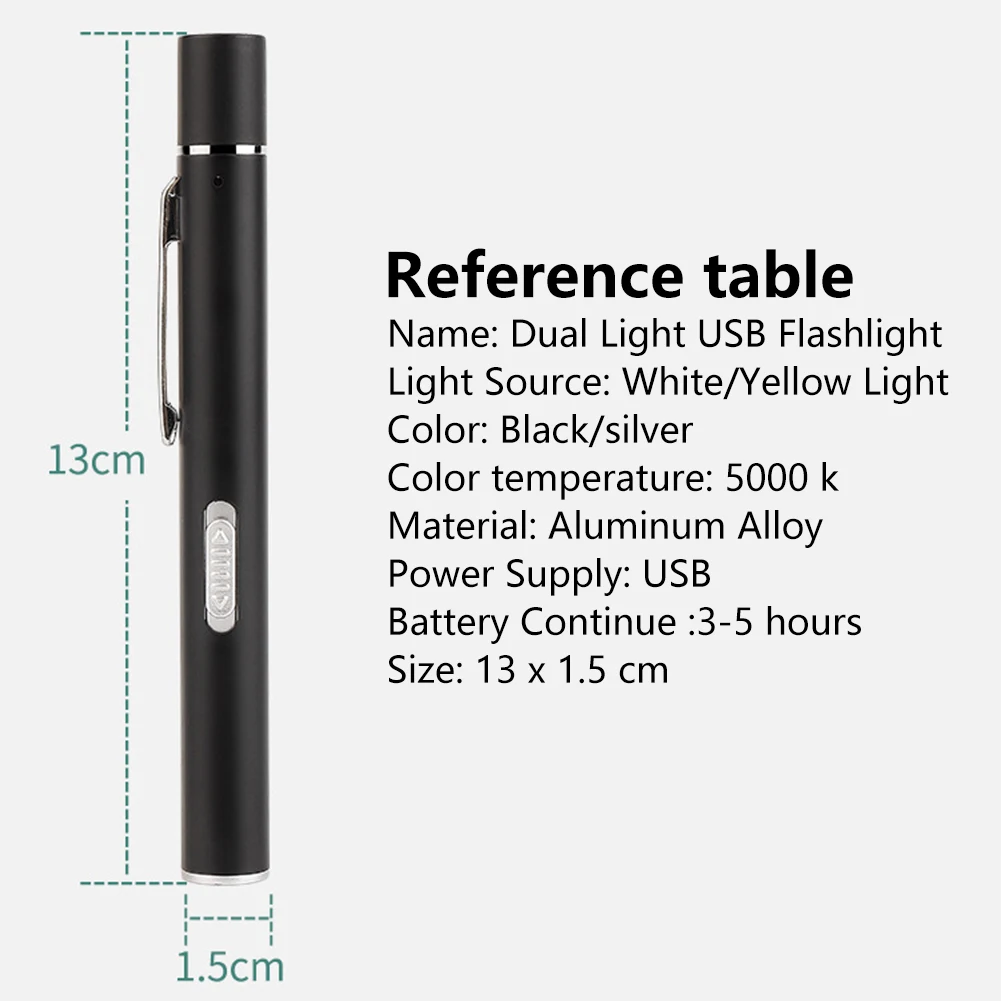 USB Rechargeable Medical Handy Pen Light Mini Nursing Flashlight LED Torch Lamp With Stainless Steel Clip Pocket Led Flashlight