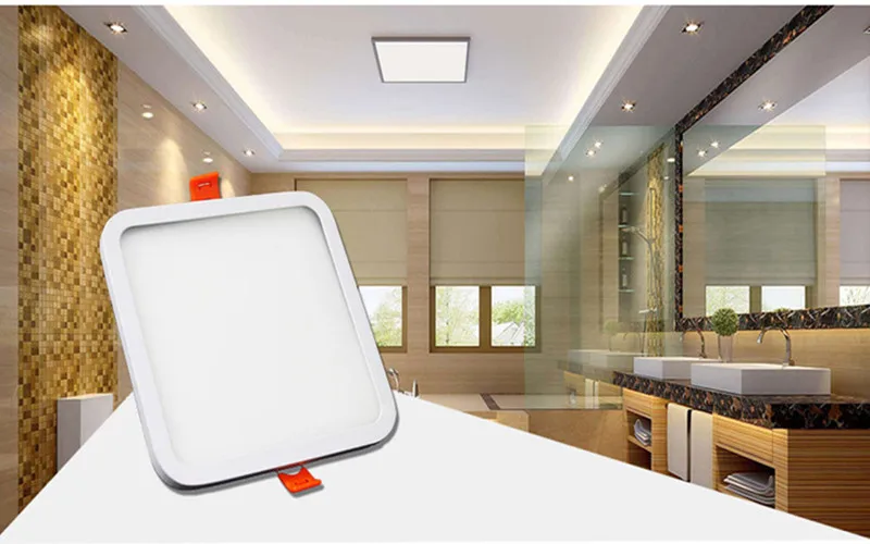 AC 85-265V Ultra Thin Round/Square LED Panel Light 6W 8W 15W 20W Aluminum Ceiling Recessed Downlight open hole adjustable White