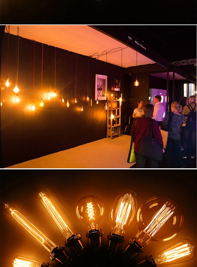 Retro Edison Bulb E27 220V 110V 40W ST64 G80 G95 T10 T45 Dimmable Ampoule Vintage Light Bulb Filament Incandescent Edison Lamp