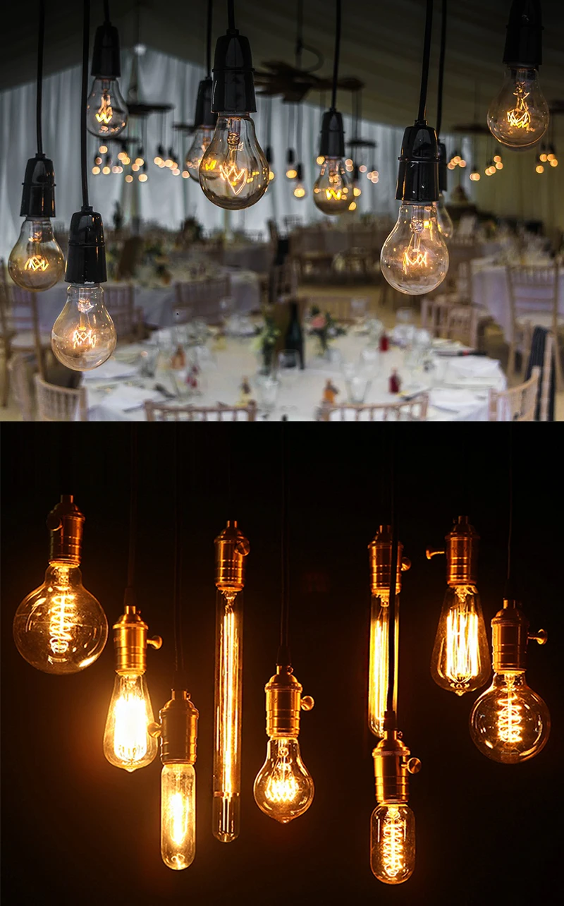 Retro Edison Bulb E27 220V 110V 40W ST64 G80 G95 T10 T45 Dimmable Ampoule Vintage Light Bulb Filament Incandescent Edison Lamp