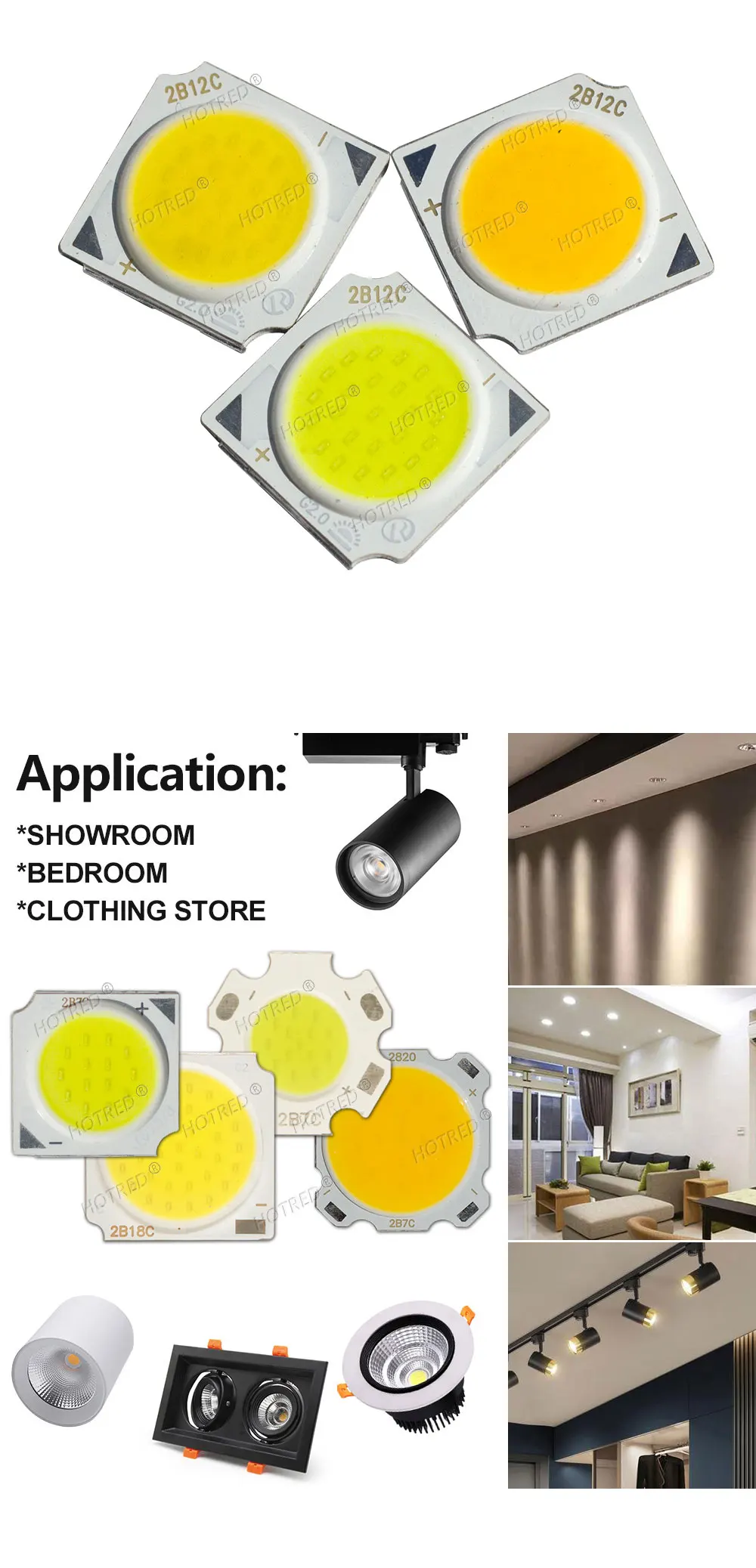 10-50pcs COB LED 3W 5W 7W 10W 12W 15W 18W 30W 36W Neutral Cold Warm White 13mm 20mm 28mm 1919 Chips Lamp SpotLight Downlight DIY