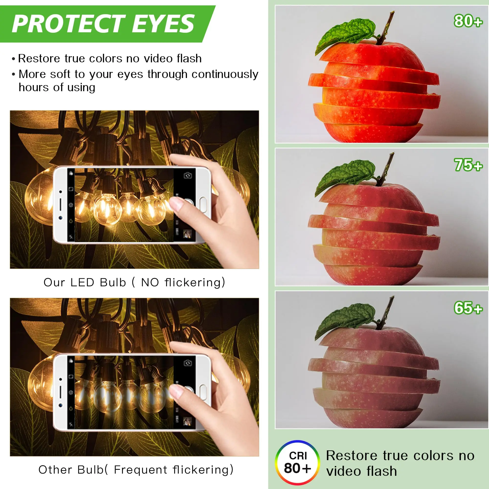 Vintage G40 Led String Light Replacement Bulb 1W Plastic Shatterproof Globe Mini Ball Lamp E12 Base 2200K PET Edison Light Bulbs