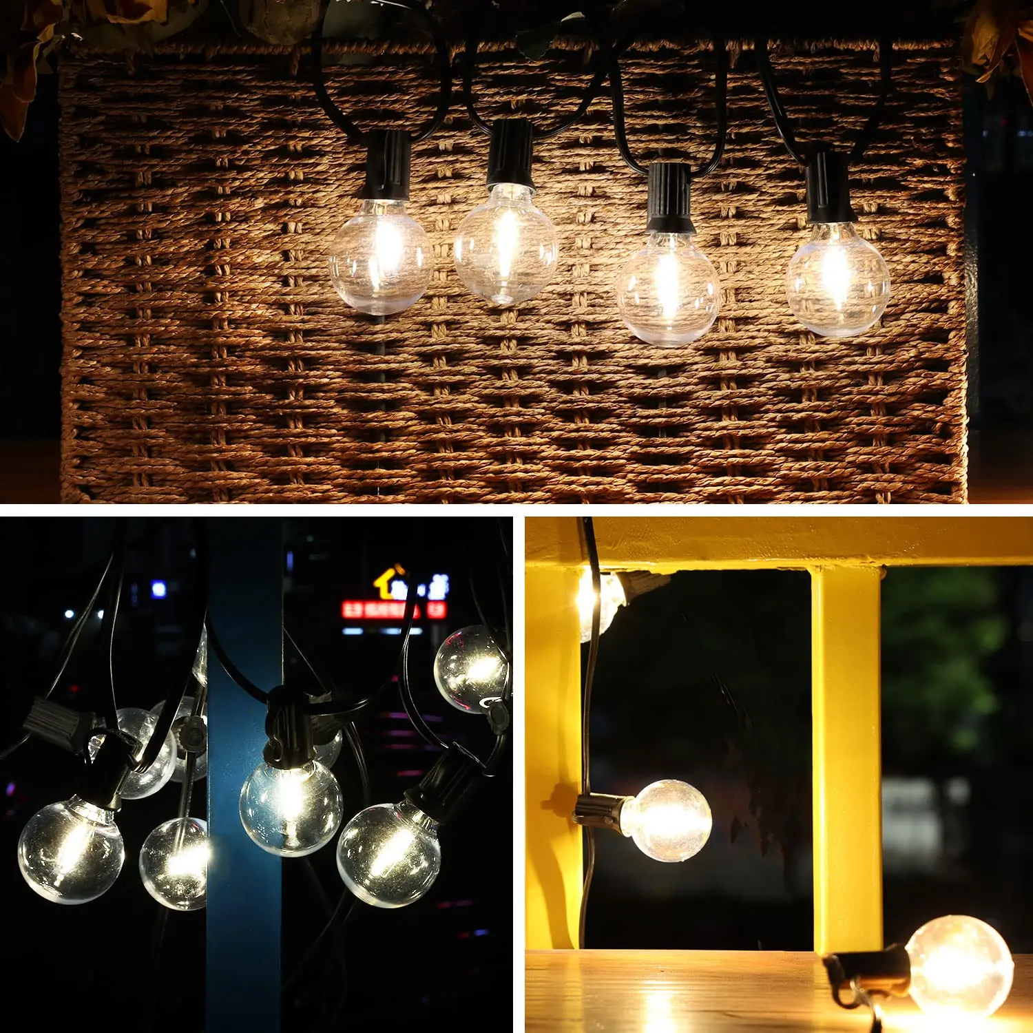 Vintage G40 Led String Light Replacement Bulb 1W Plastic Shatterproof Globe Mini Ball Lamp E12 Base 2200K PET Edison Light Bulbs