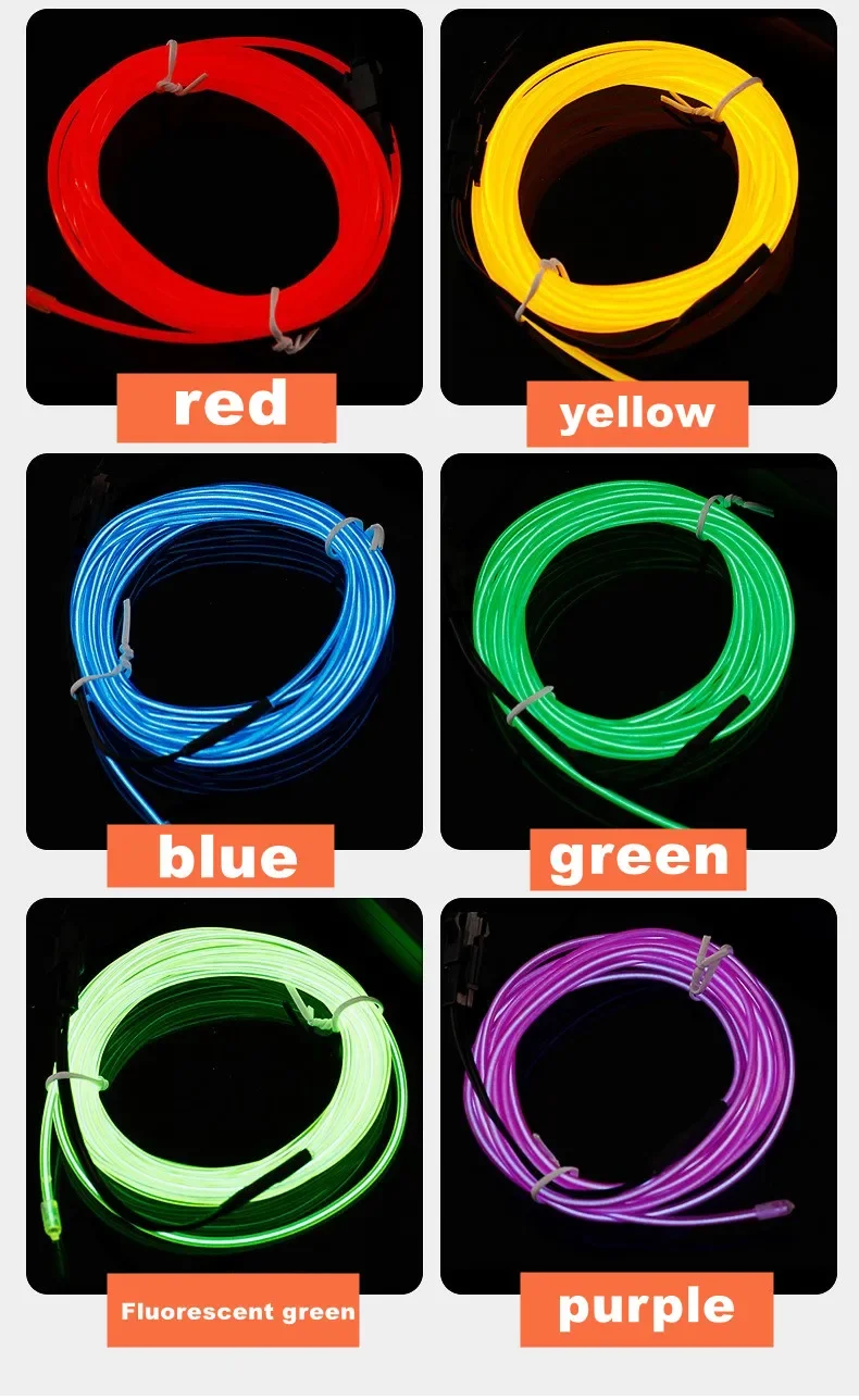 1M/2M/3M/4M/5M Multicolor Led Strip Flexible Neon Light EL Wire Led Neon Dance Party Atmosphere Decor Light String Waterproof