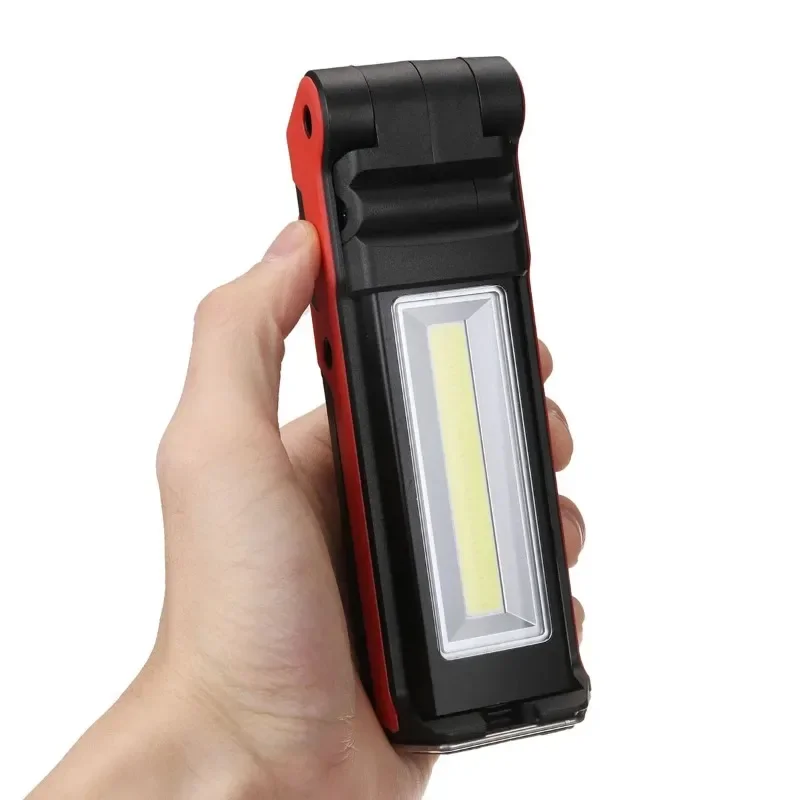 Dimmable COB LED Work Light USB Rechargeable Folding Flashlight Inspection Lamp with Magnetic Hook Power Bank