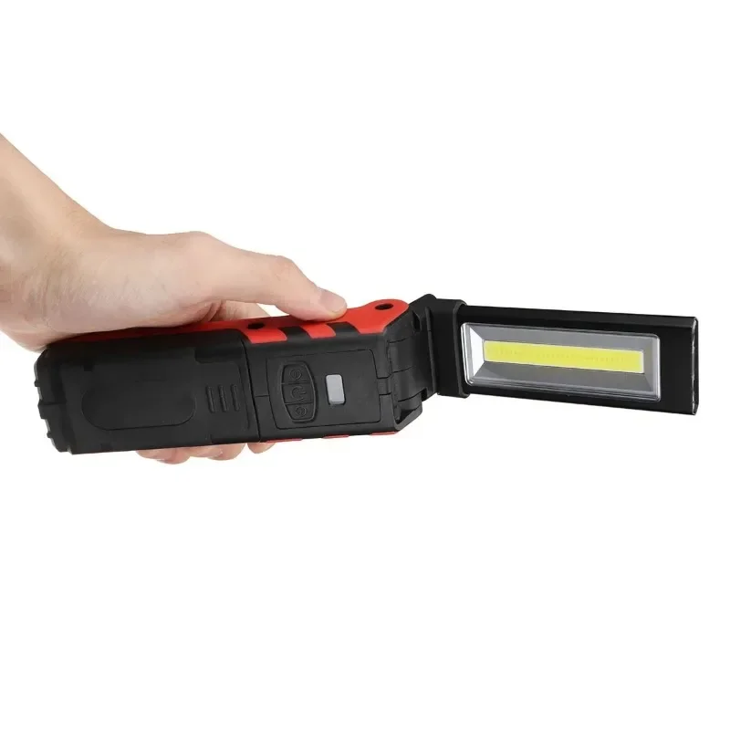 Dimmable COB LED Work Light USB Rechargeable Folding Flashlight Inspection Lamp with Magnetic Hook Power Bank