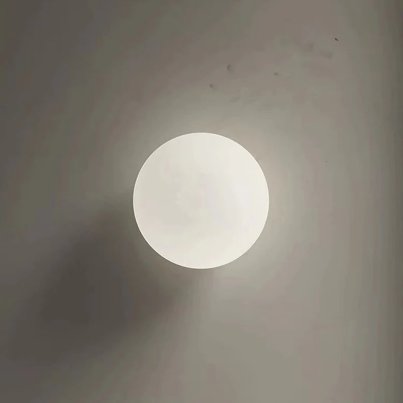Glass Ball Lamp Modern Milky White Glass Wall Lamps for Bedroom Living Room Sofa Background Concealed Base Bathroom Wall Light