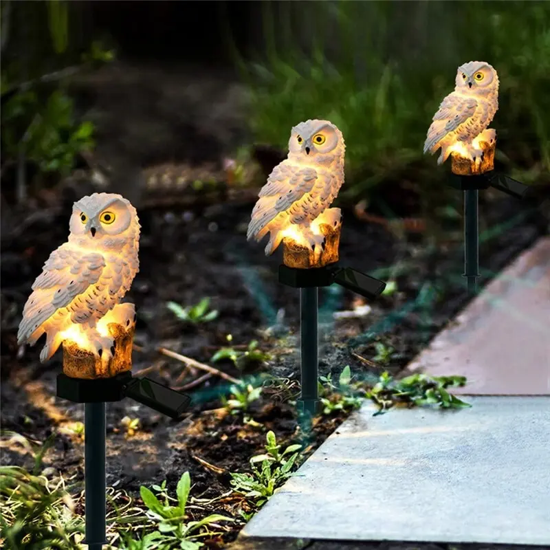 Solar Owl Ground Light LED Outdoor Courtyard Lamp Garden Light Waterproof Stake Light Pathway Decor Solar Patio Ground Lantern