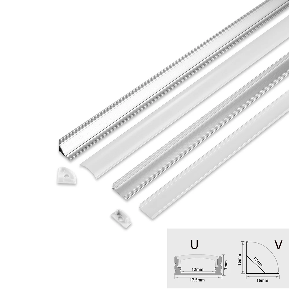 1-24Pcs/Lot 50cm Perfil Aluminio Led Corner Aluminium Profile Channel Holder for LED Strip Light Bar Cabinet Lamp Kitchen Closet