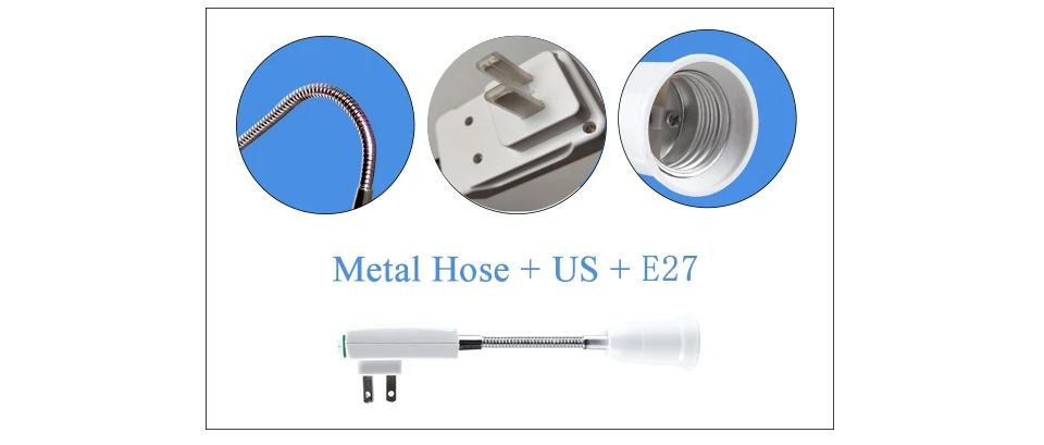 EU US Plug to E27 Lamp Holder Light Bulb Socket With Switch Flexible Lamp Base Conversion Table Lamp Converter 20cm 30cm 50cm
