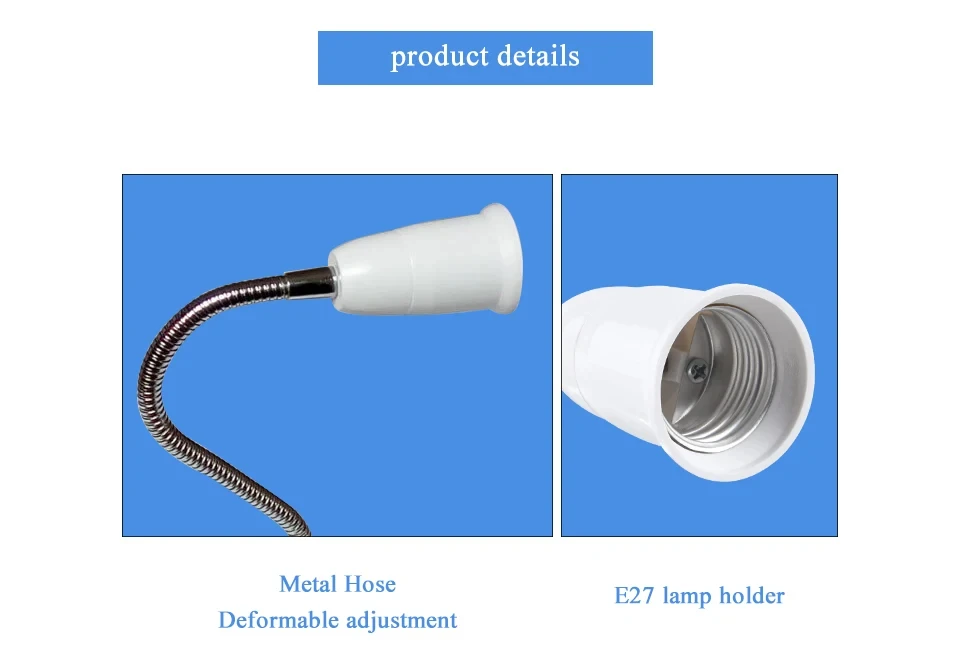 EU US Plug to E27 Lamp Holder Light Bulb Socket With Switch Flexible Lamp Base Conversion Table Lamp Converter 20cm 30cm 50cm