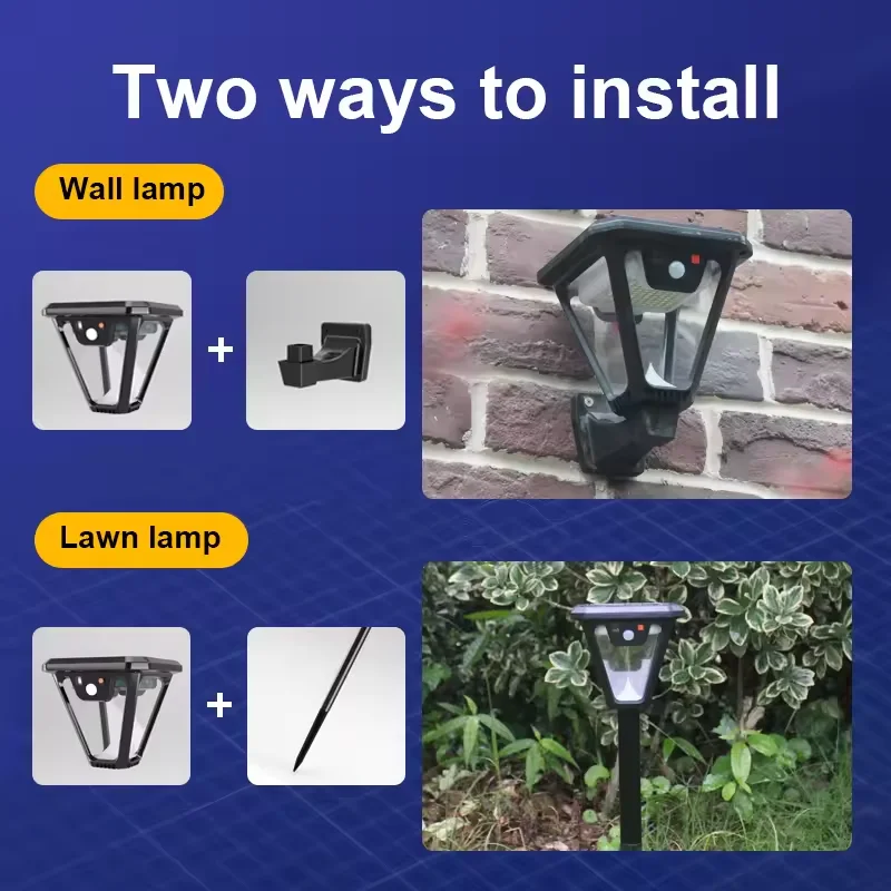 5000K Solar Pathway Garden Decor Lights Outdoor With Motion Sensor IP65 Waterproof Solar Lamp Patio Yard Lawn Sunlight Wall Lamp