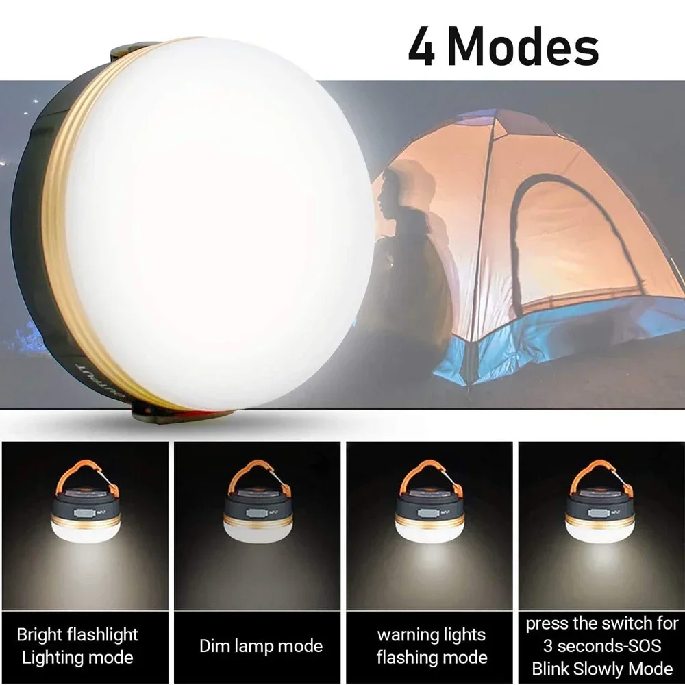 New Portable Camping Lights Outdoor Tent Lamp Have 5 Modes Retractable Hook Mini Family Walking 20W High-Power Emergency Lights