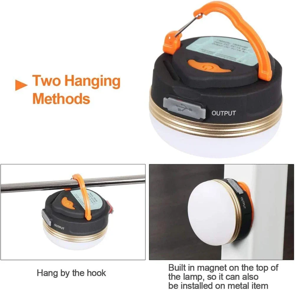 New Portable Camping Lights Outdoor Tent Lamp Have 5 Modes Retractable Hook Mini Family Walking 20W High-Power Emergency Lights