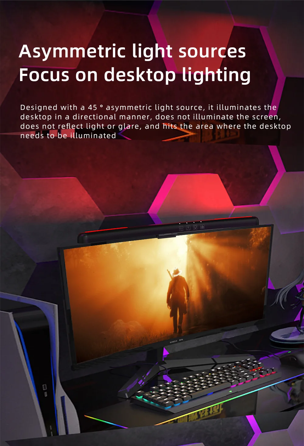 USB Stepless Dimming Screen Hanging Lights Curved Screen Monitor Light Bar RGB Background Atmosphere Desk Lamp Monitor Light Bar