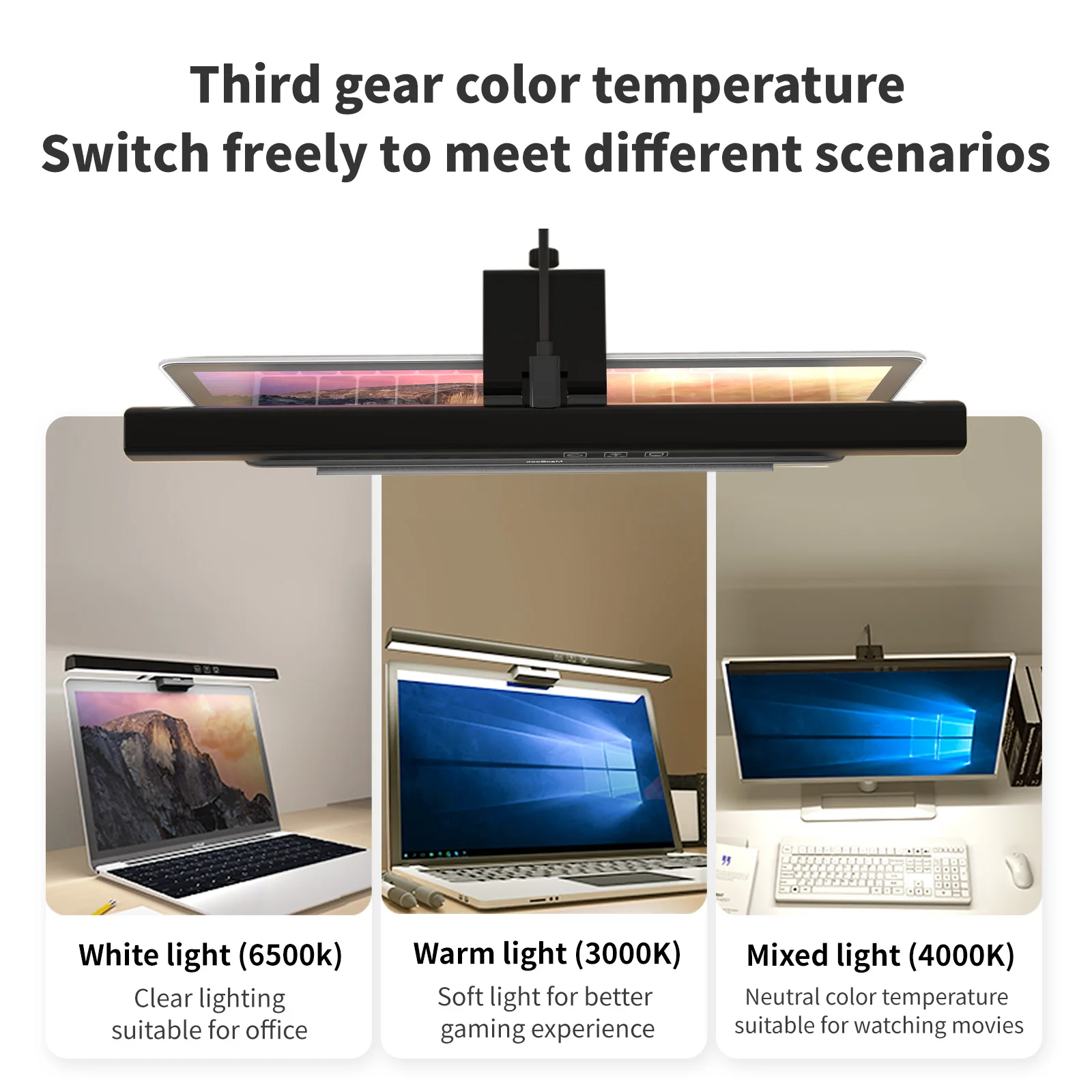 USB Stepless Dimming Screen Hanging Lights Curved Screen Monitor Light Bar RGB Background Atmosphere Desk Lamp Monitor Light Bar