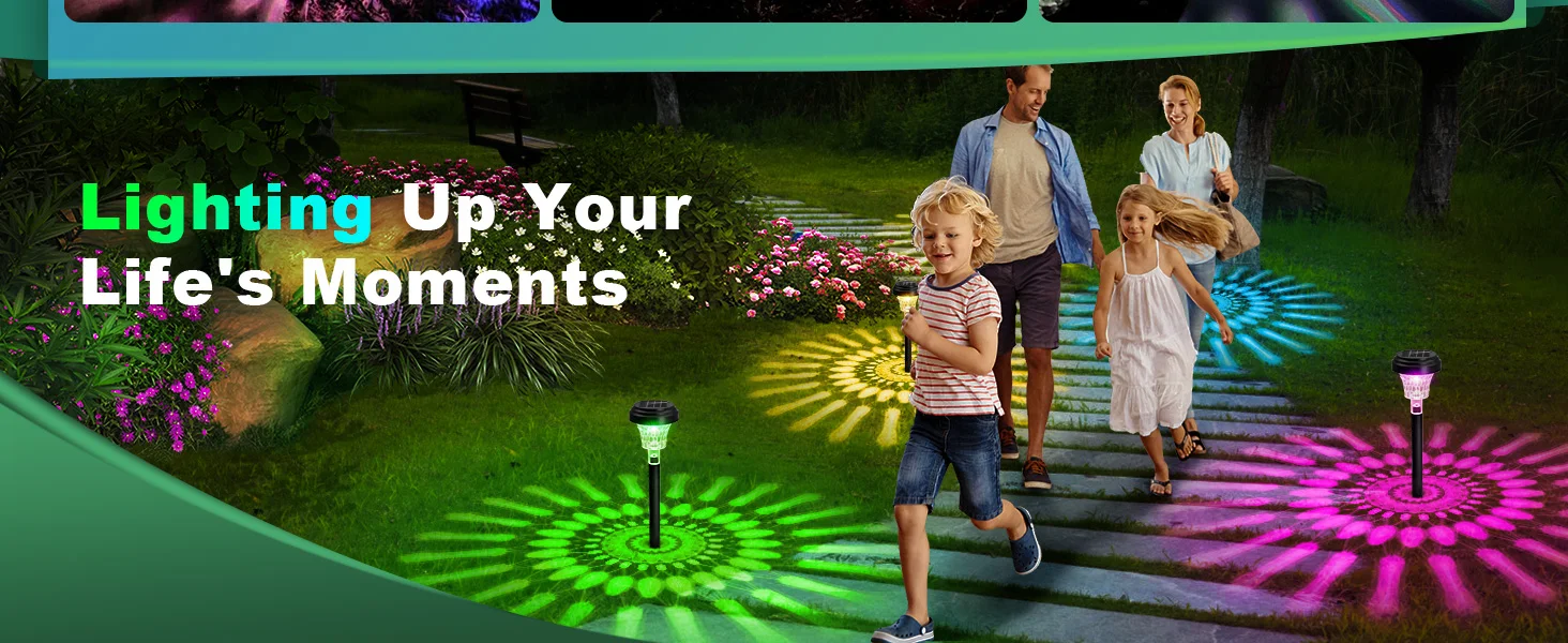 Solar Pathway Lights Outdoor Solar Yard Lamp RGB Color Changing/Warm White IP67 Waterproof LED Solar Lights for Garden Path
