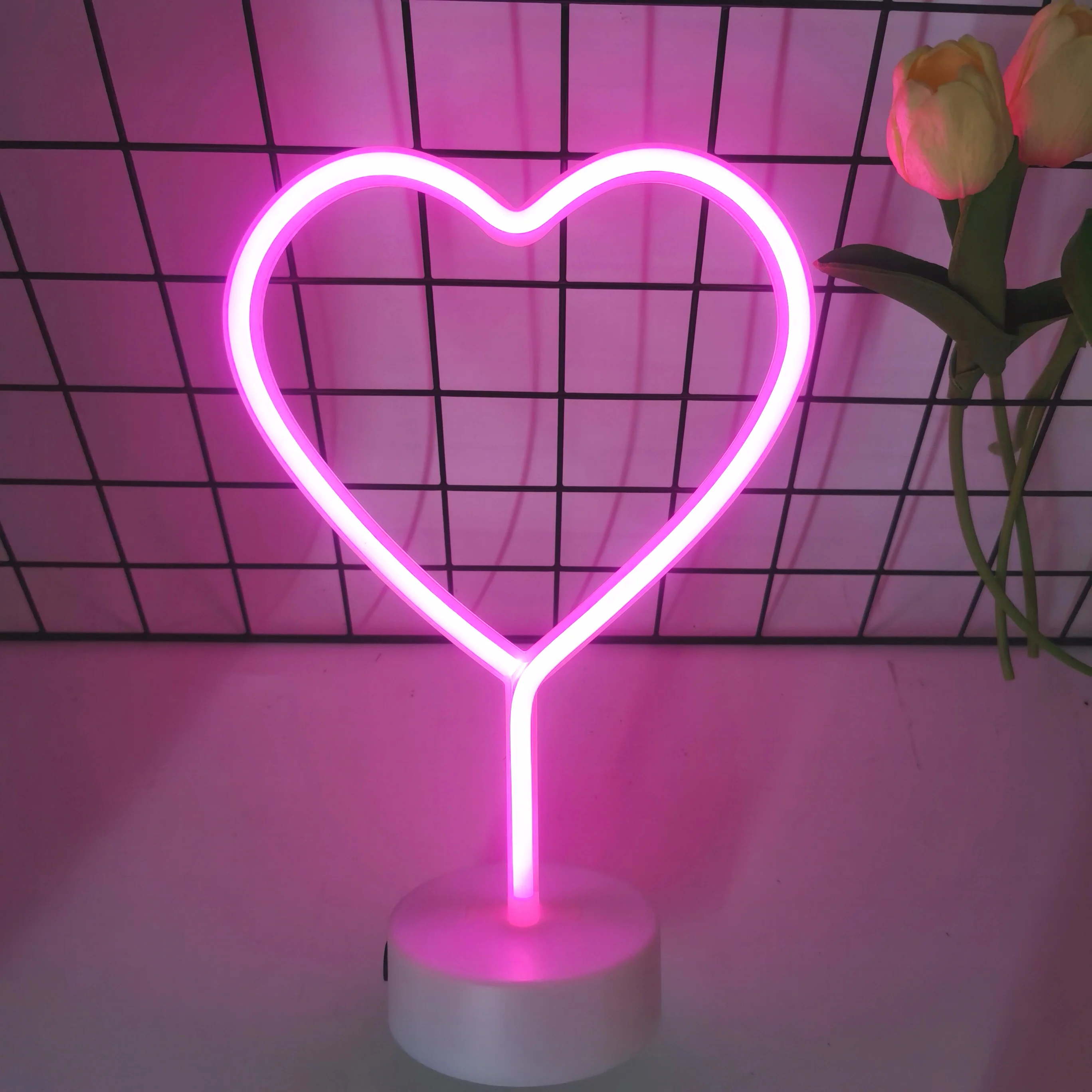 Heart shaped neon light, battery or USB powered, gift bedroom, living room decoration, wedding anniversary supplies, proposal