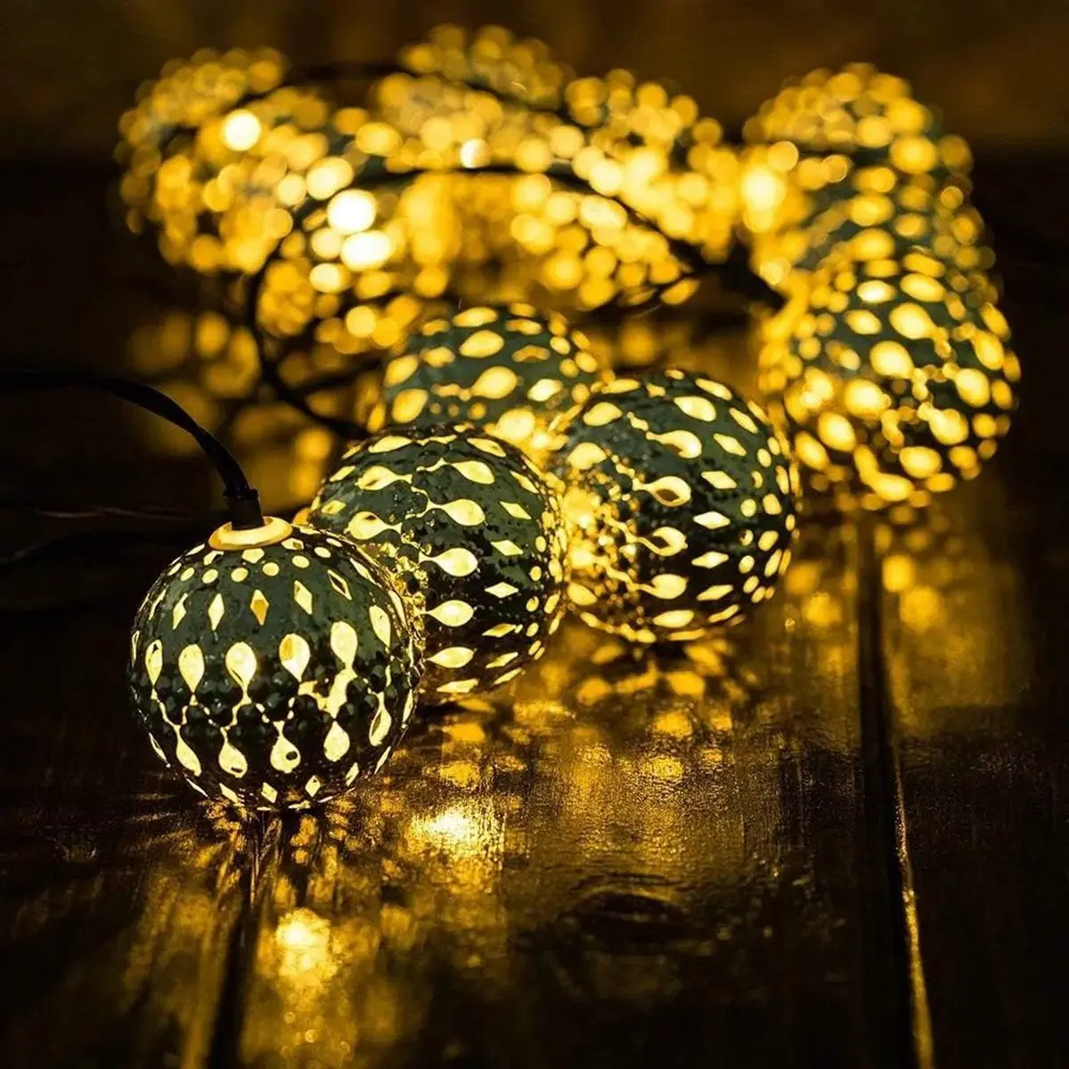1pc Moroccan Ball Solar String Lights 20/30 LED Outdoor String Lights For Bedroom Garden Wedding Holiday Party Festival Decor