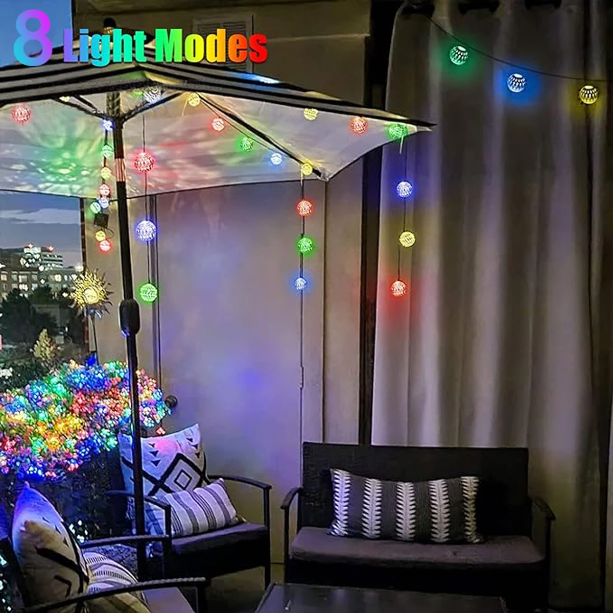 1pc Moroccan Ball Solar String Lights 20/30 LED Outdoor String Lights For Bedroom Garden Wedding Holiday Party Festival Decor