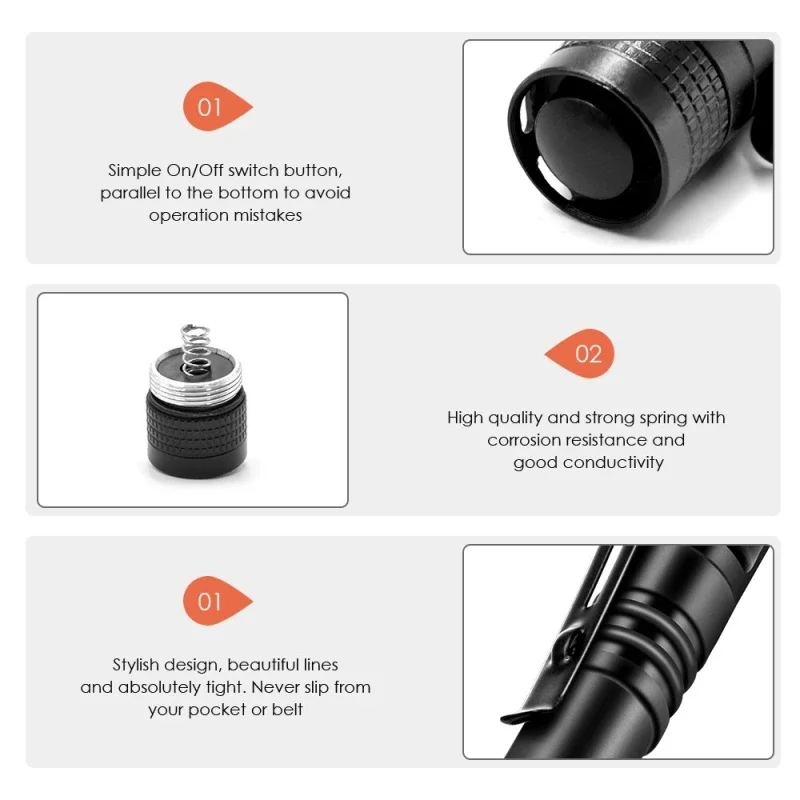 Portable Mini LED Flashlight Use AAA Battery Small Pen Light medical examination Ultra Brigh Outdoor Emergency Handheld Torch