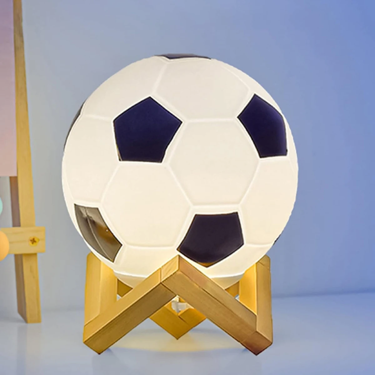 1pc 14cm/5.5in 3D Football Night Light Bedroom Desktop Decoration Soccer Lamp Battery Powered Perfect Gift For Teenagers Decor