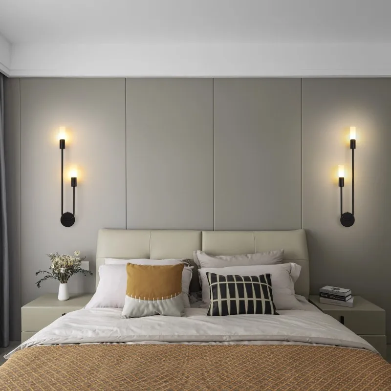 LED Golden Black Light Luxury Wall Lamp Living Room Nordic Modern Minimalist Creative Background Wall Corridor Bedroom Bedside