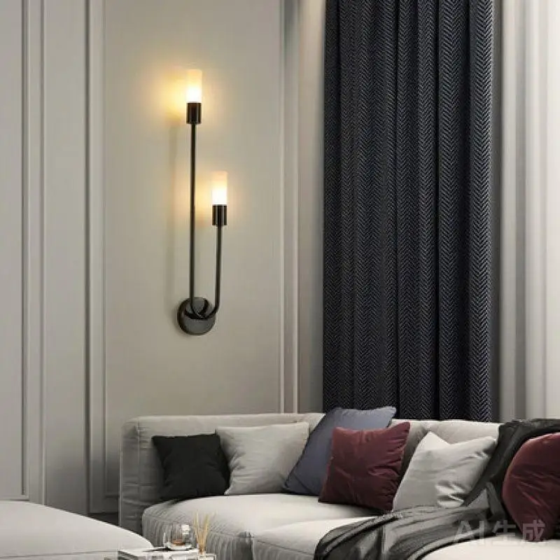 LED Golden Black Light Luxury Wall Lamp Living Room Nordic Modern Minimalist Creative Background Wall Corridor Bedroom Bedside