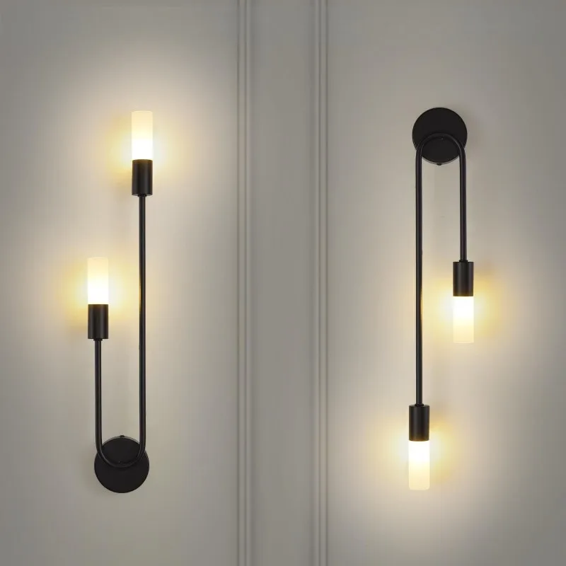 LED Golden Black Light Luxury Wall Lamp Living Room Nordic Modern Minimalist Creative Background Wall Corridor Bedroom Bedside